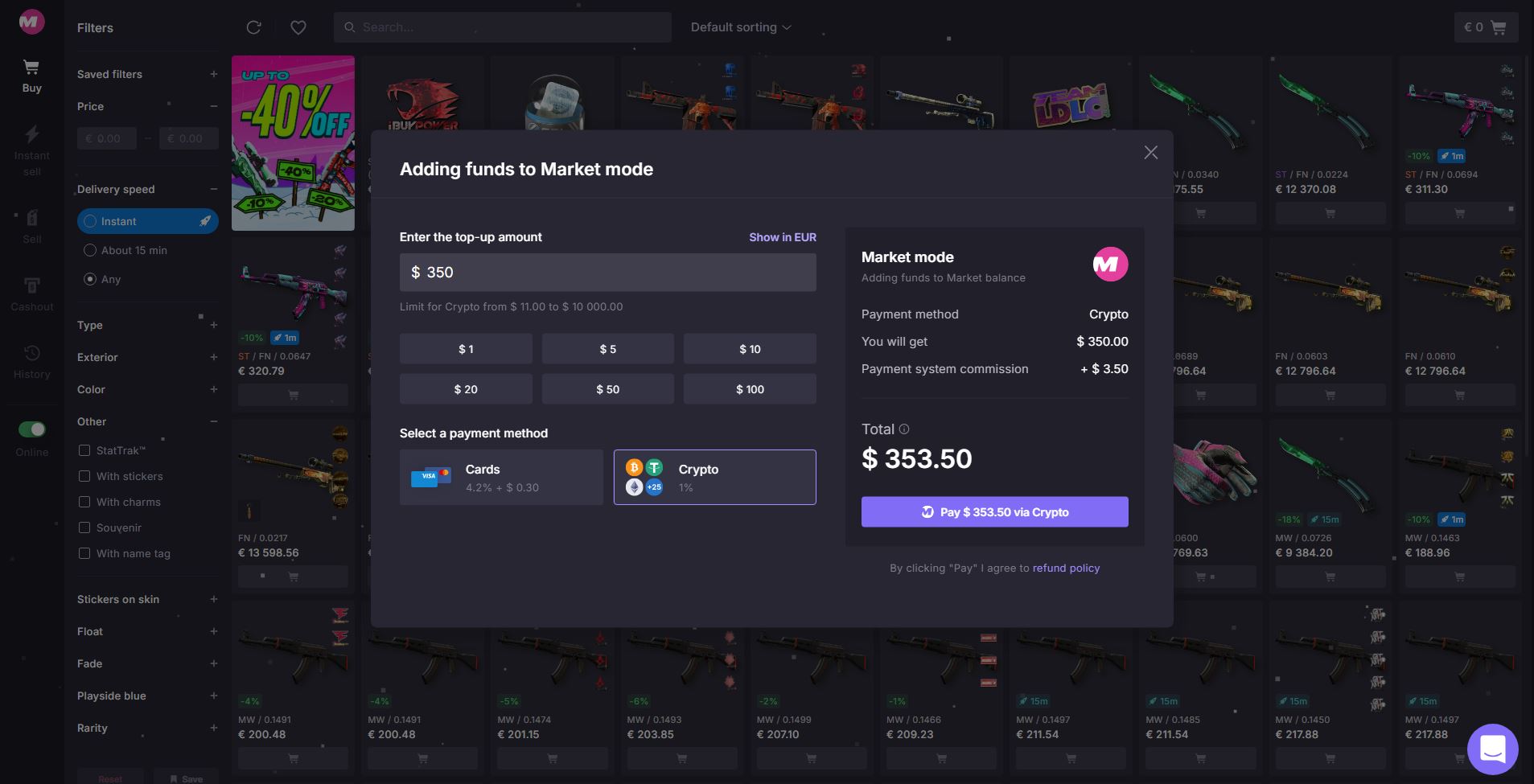 Can you pay with Crypto on CSMONEY?