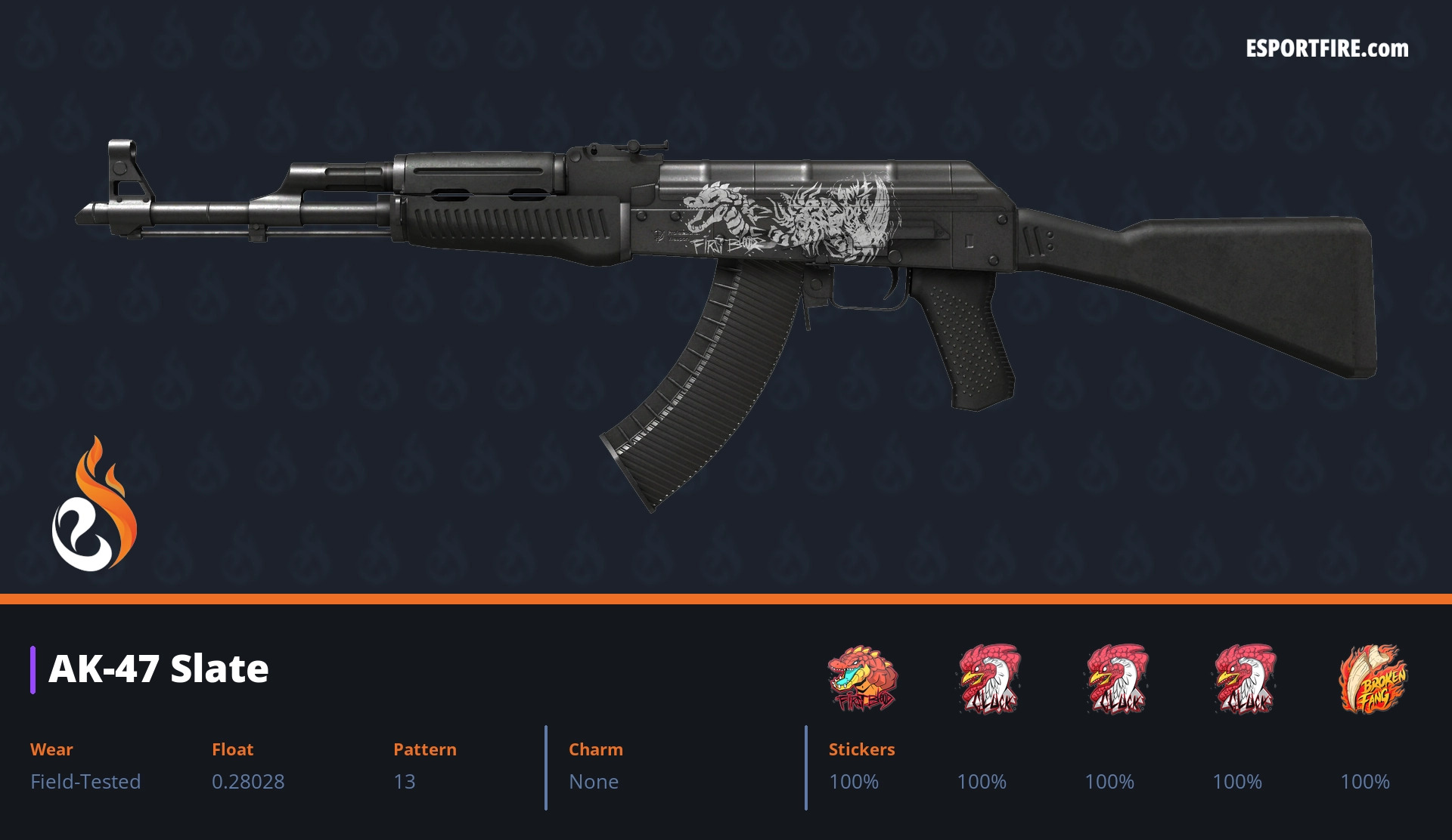 CS2 AK-47 Slate dinosaur bones skeleton sticker craft black white slate craft Counter Strike 2