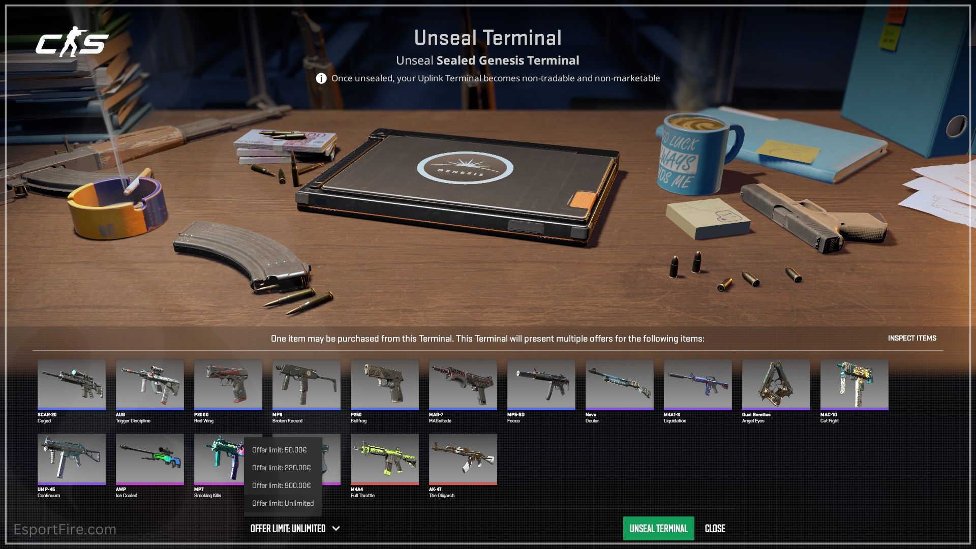 CS2 update Steam Community Market listed skins now playable and equippable in game CS2 Genesis Terminal Max price Offer Limit: introduced changes to Counter-Strike 2's terminals