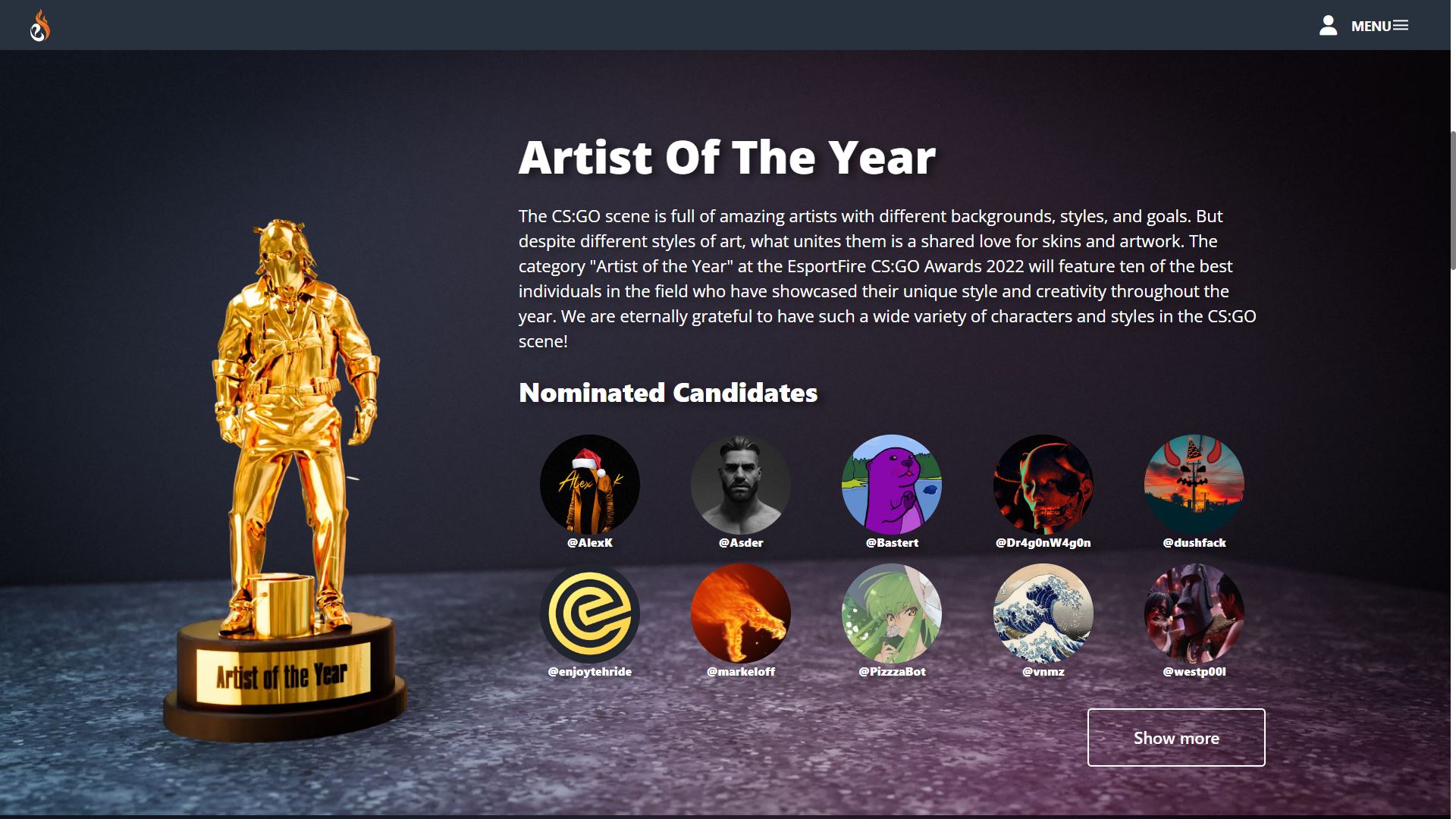 EsportFire CS:GO Skin Awards Artist of the Year