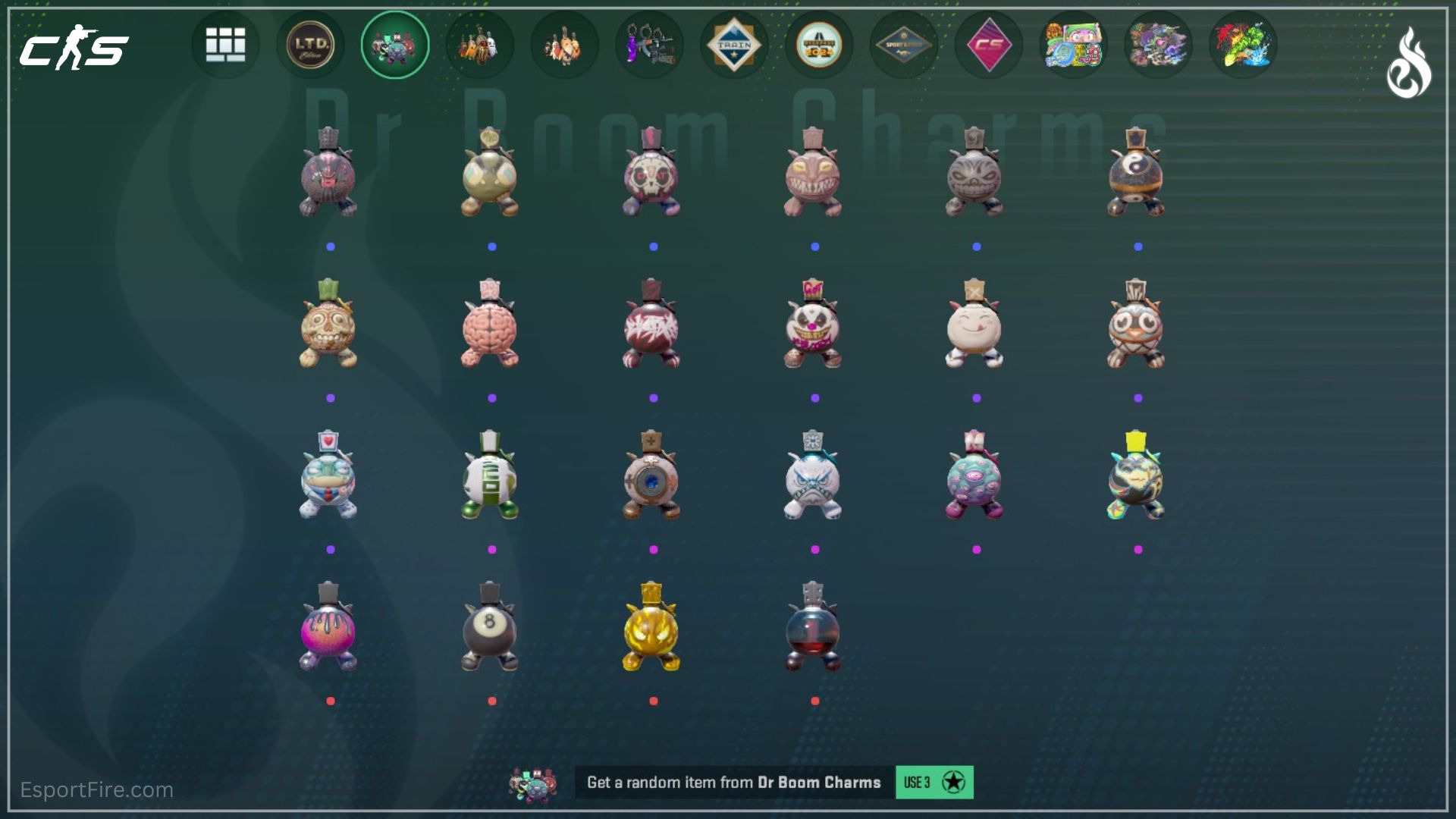 All Dr Boom Charms and Patterns in Counter-Strike 2 weapon charms