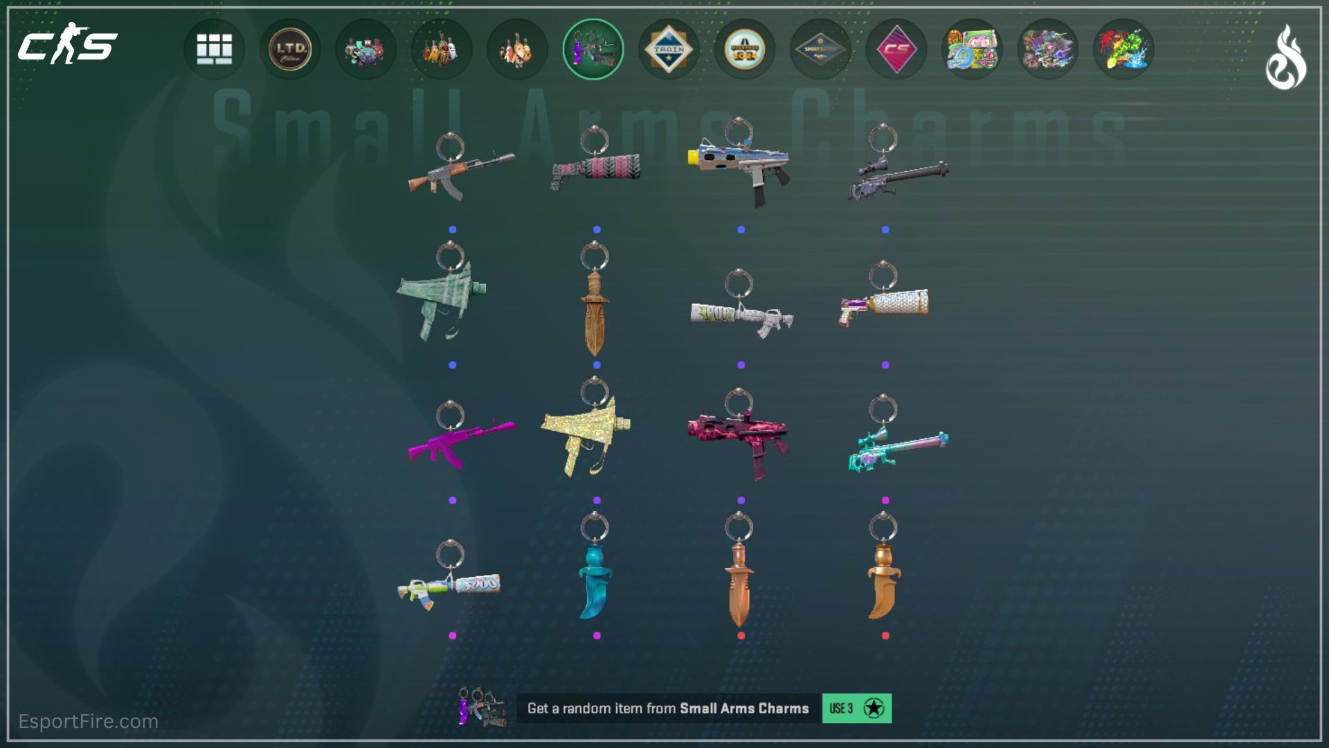 All Small Arms Charms and Patterns in Counter-Strike 2 ultimate weapon charms guide esport fire