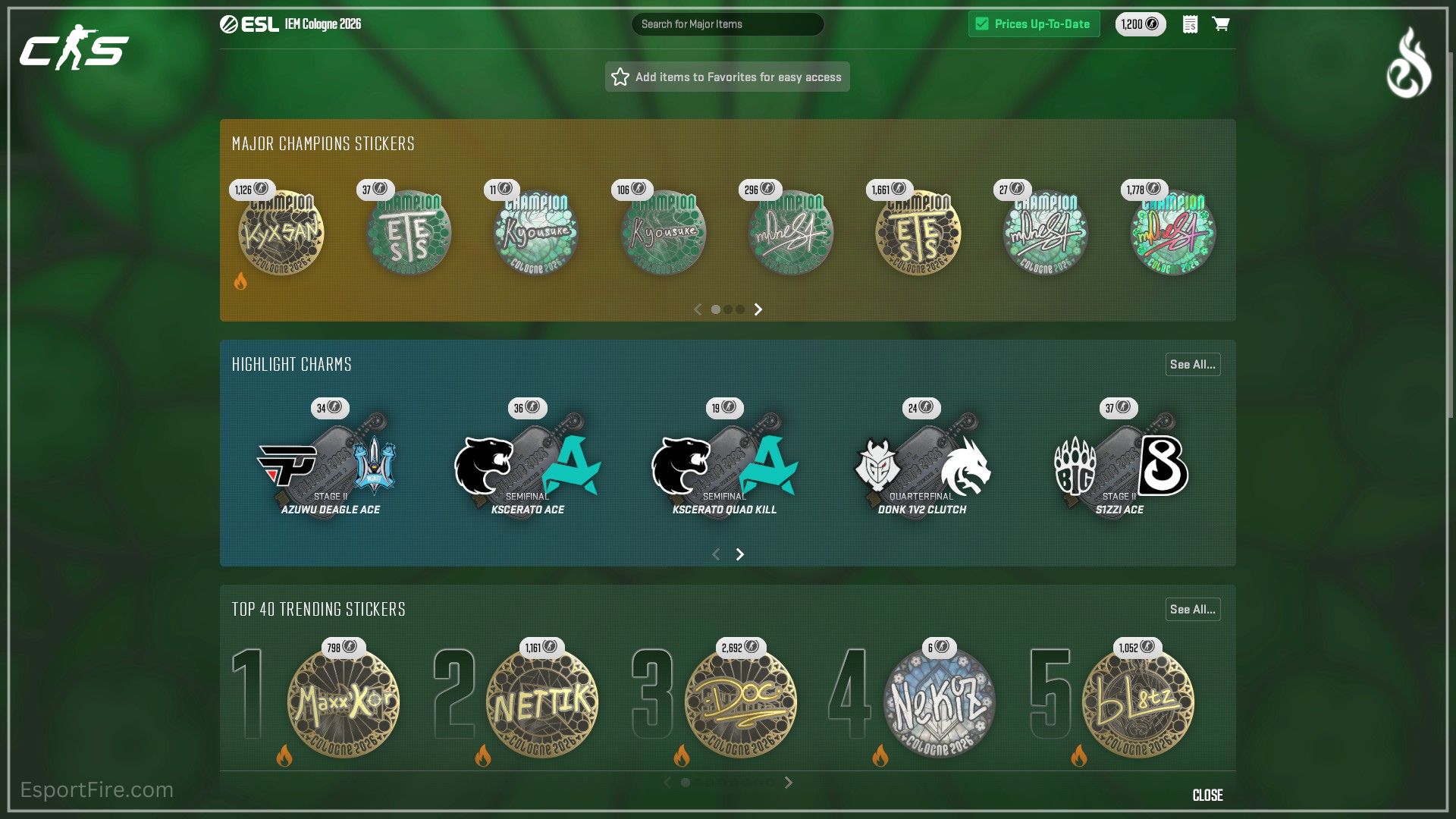 Counter Strike 2 Souvenir Highlight Charms IEM Cologne 2026 Major best charms and plays buy