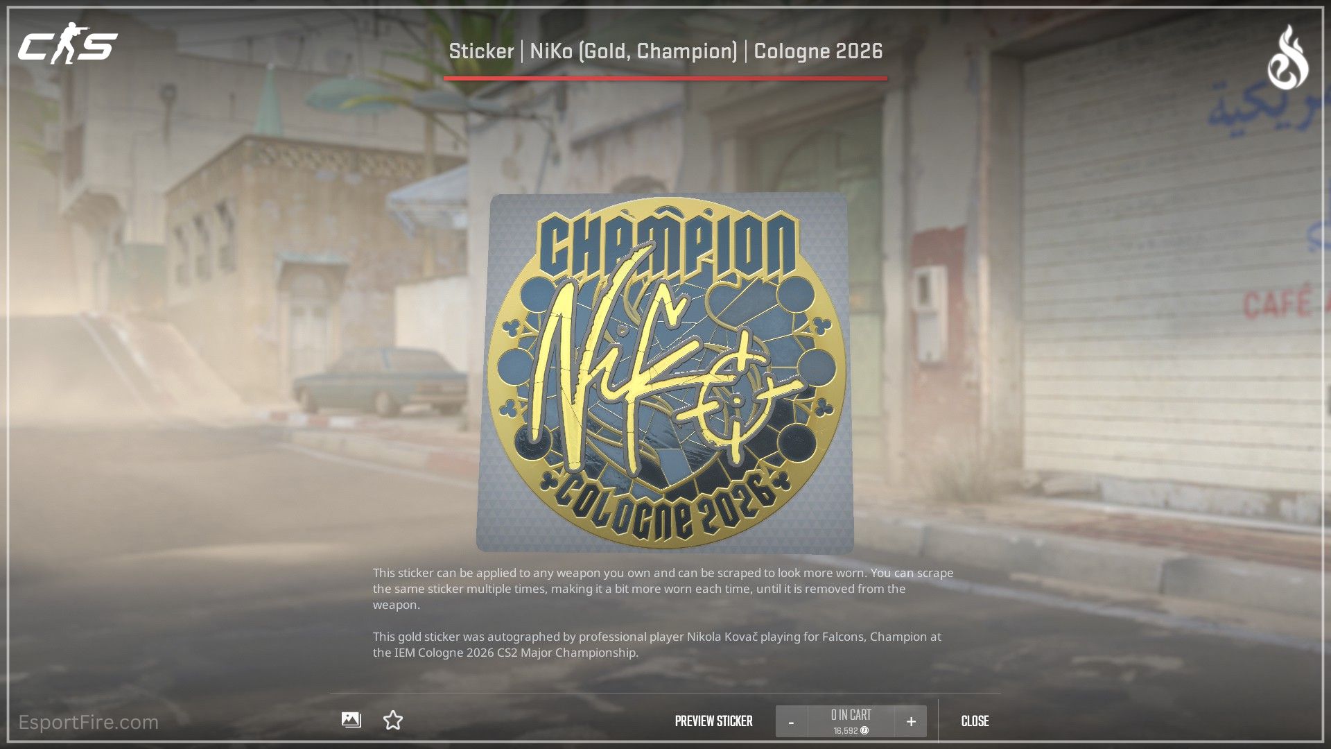 IEM Cologne 2026 Niko first Major Autograph Champion Sticker Gold Sticker Team Falcons Cologne Major Counter-Strike 2