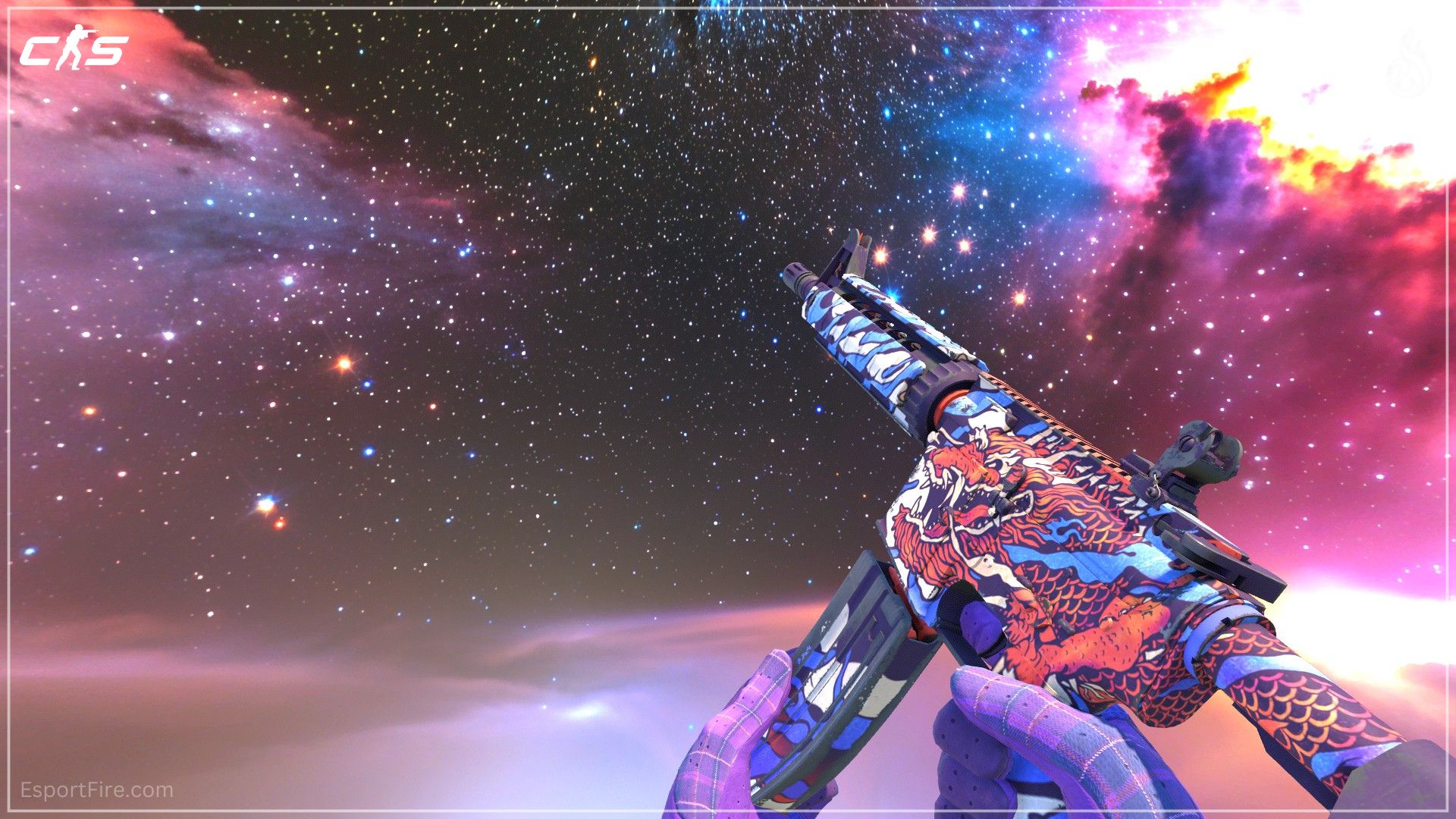 M4A4 Dragon King purple skin CS2 loadout