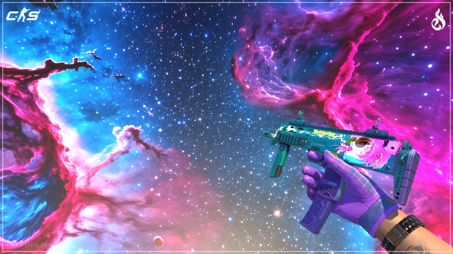 Purple CS2 loadout MP7 Smoking Kills skin