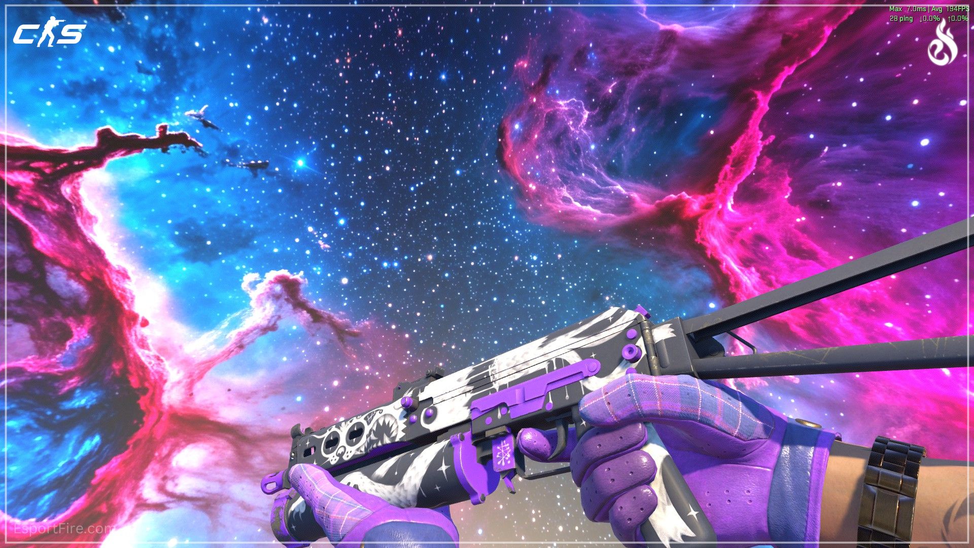 Purple CS2 loadout PP-Bizon Space Cat skin
