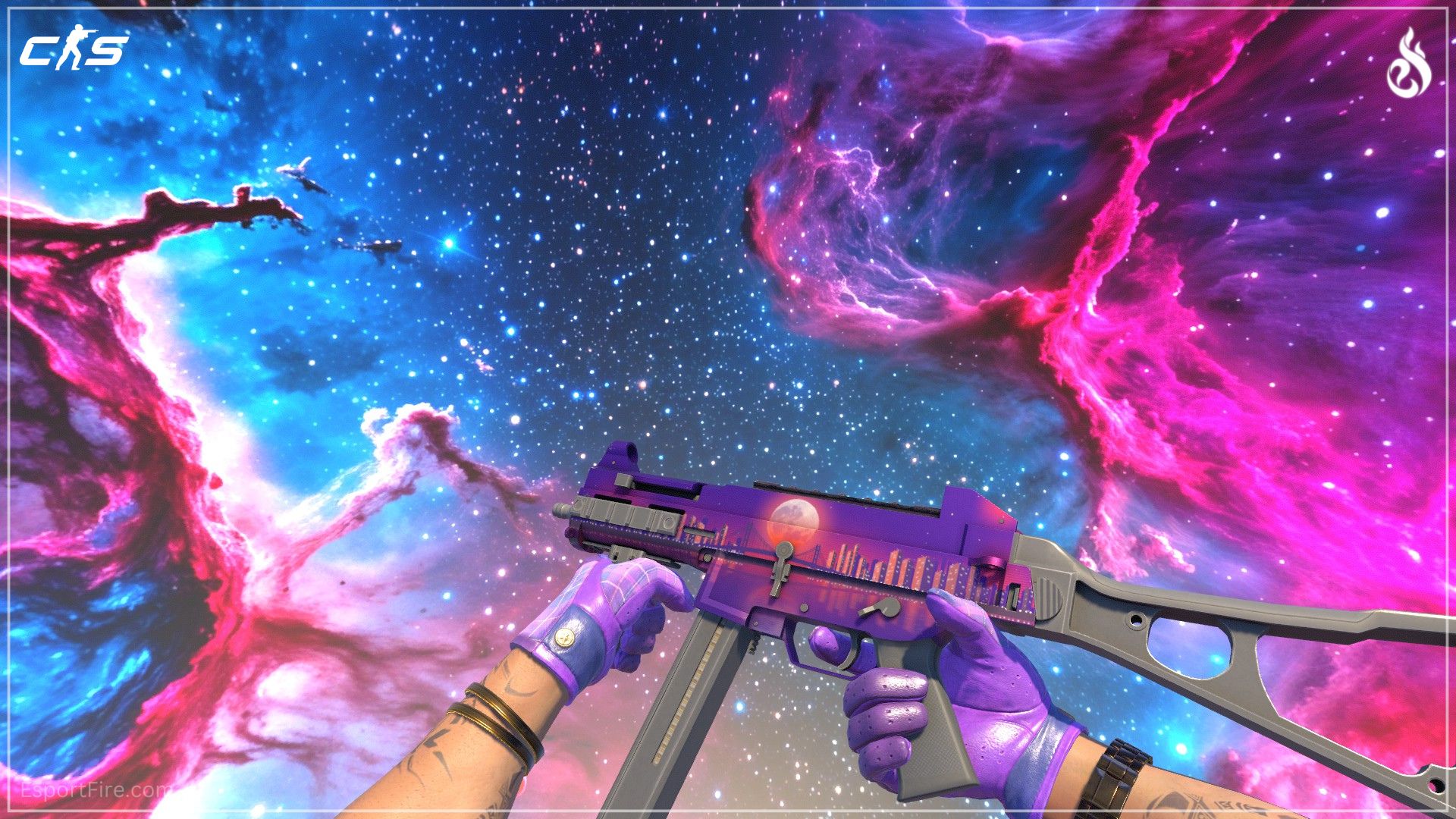 Purple CS2 loadout UMP-45 Moonrise skin