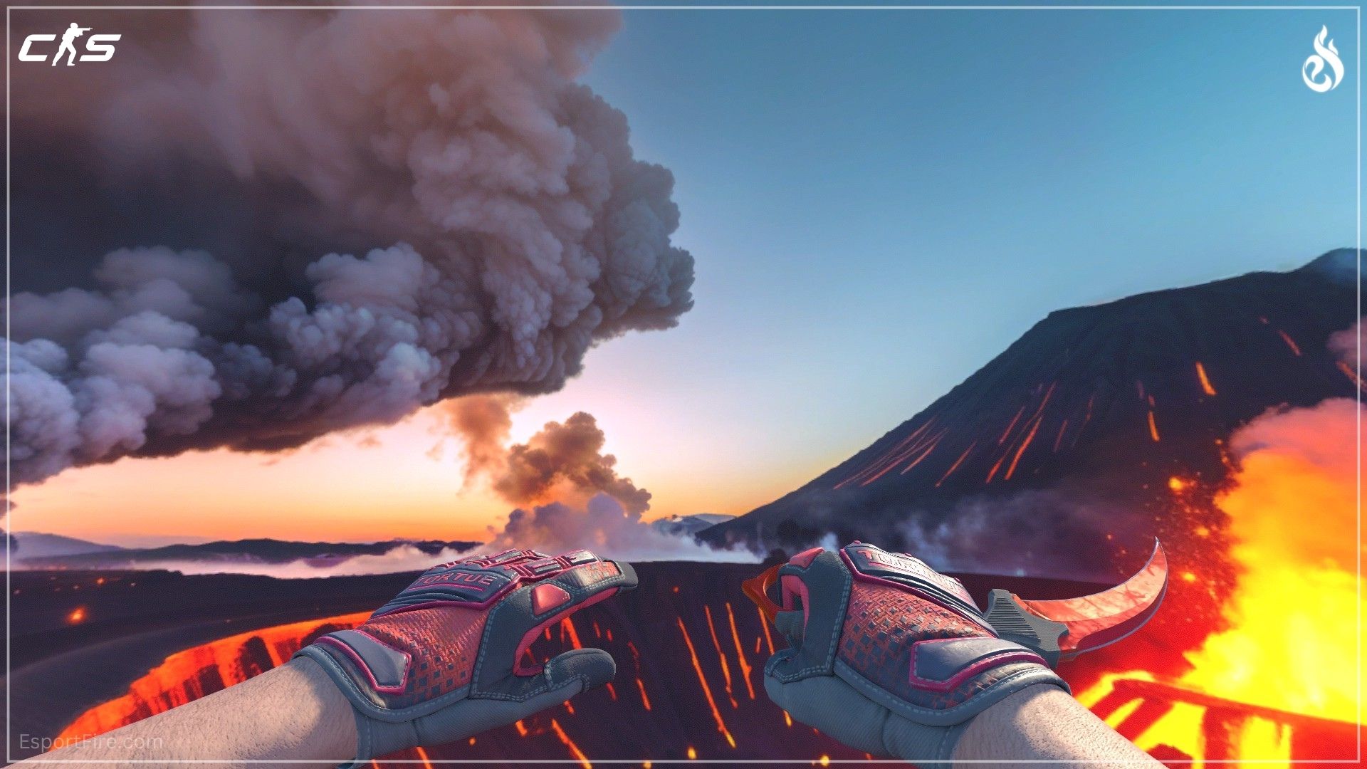 CS2 Crimson Kimono and Karambit Ruby red knife glove combo