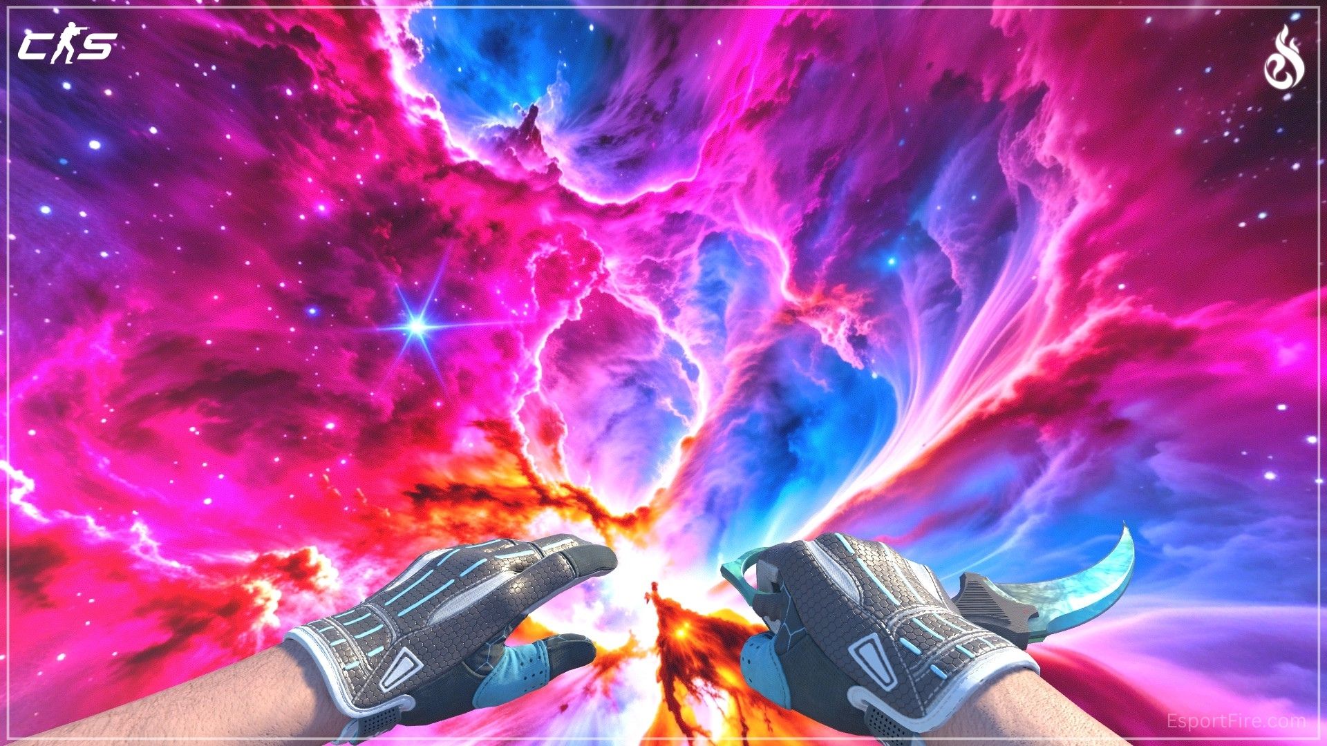 CS2 Superconductor gloves and Karambit Gamma Doppler Cyanbit combo