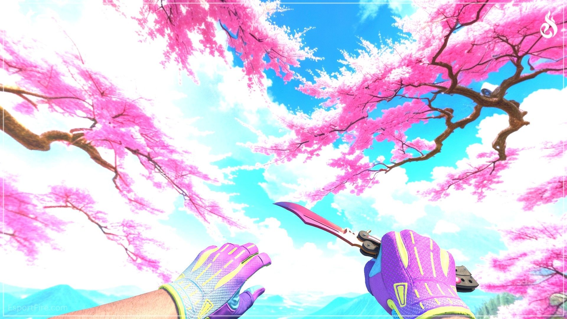 CS2 Ultra Violent gloves and Butterfly Knife Fade purple combo
