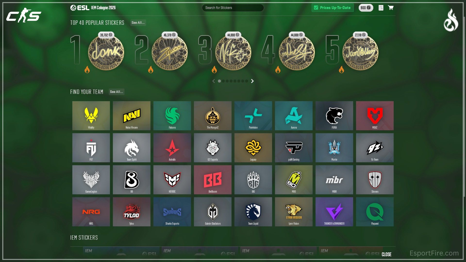 Counter-Strike 2 new viewer pass shop system buy stickers and team stickers directly from the IEM shop new update