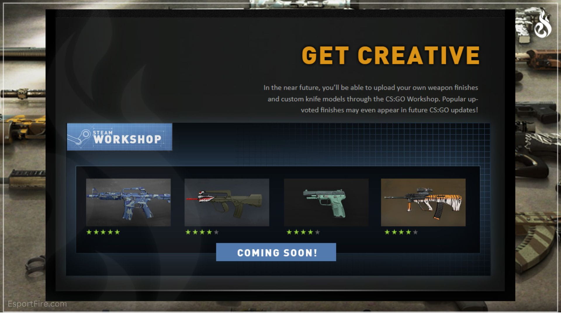 CSGO Valve teased Workshop update in the Arms Deal update CS2 workshop user made skins history
