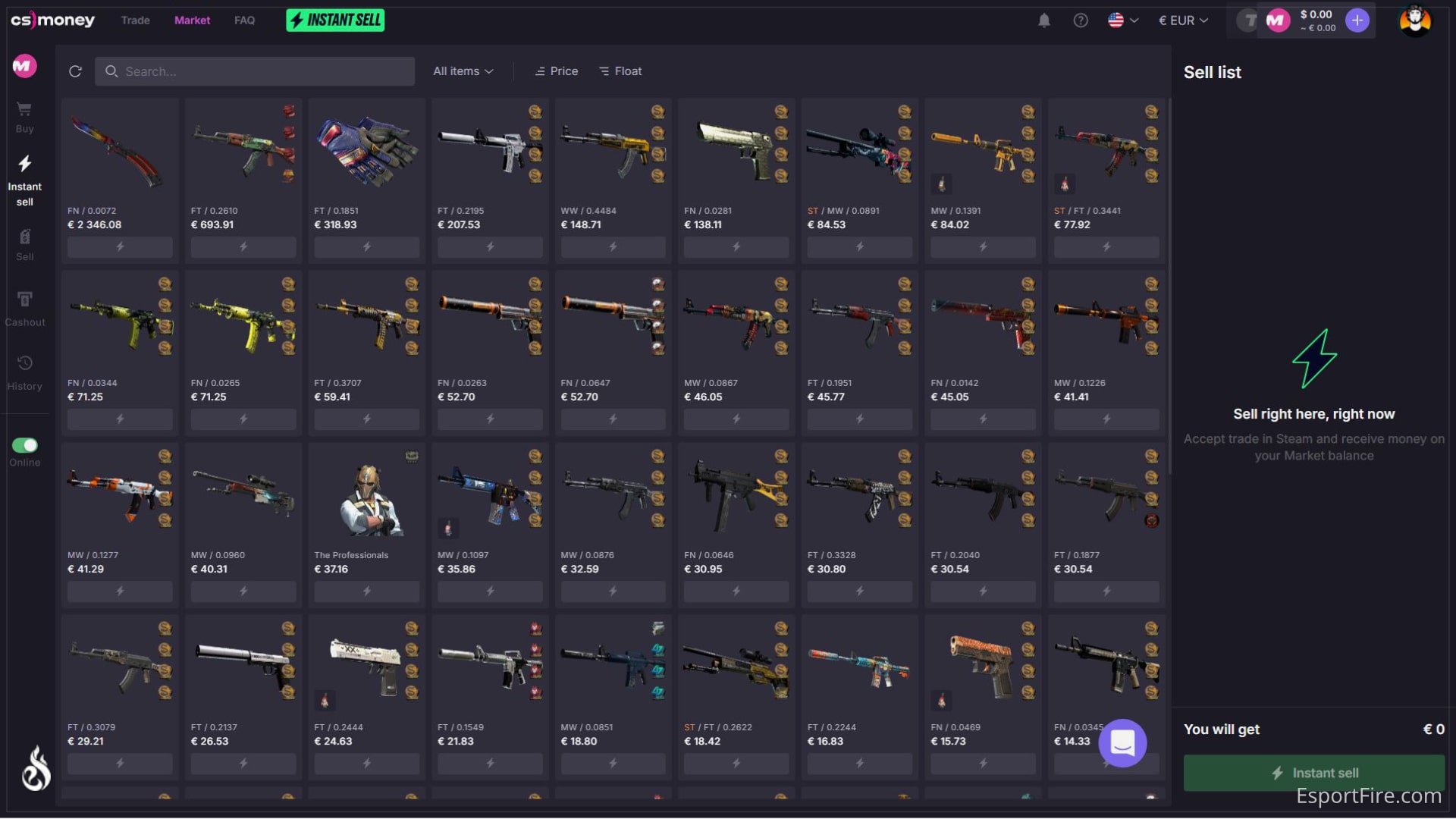 The fastest way to sell CS2 skins for real money
