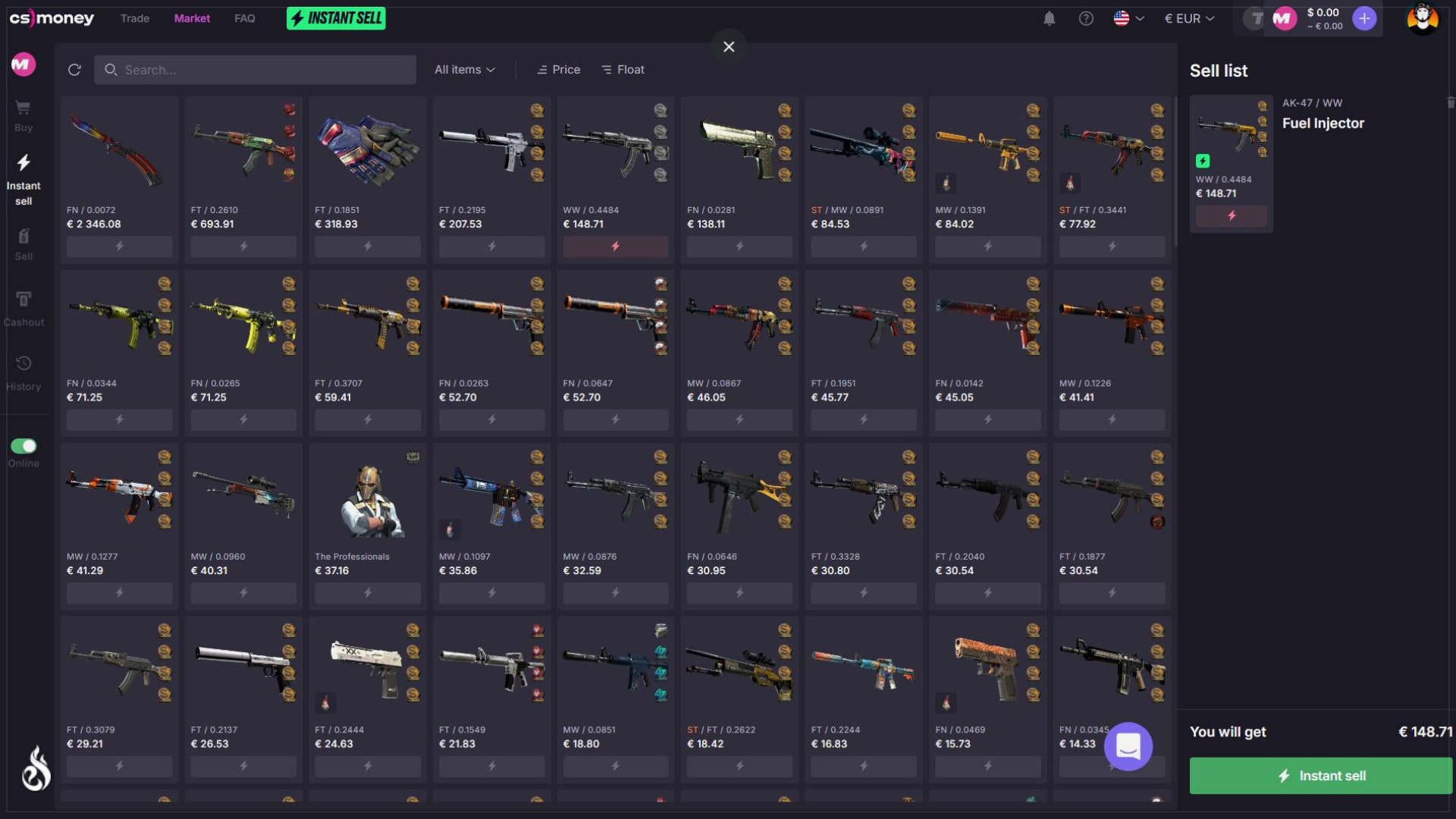 The fastest way to sell CS2 skins for real money