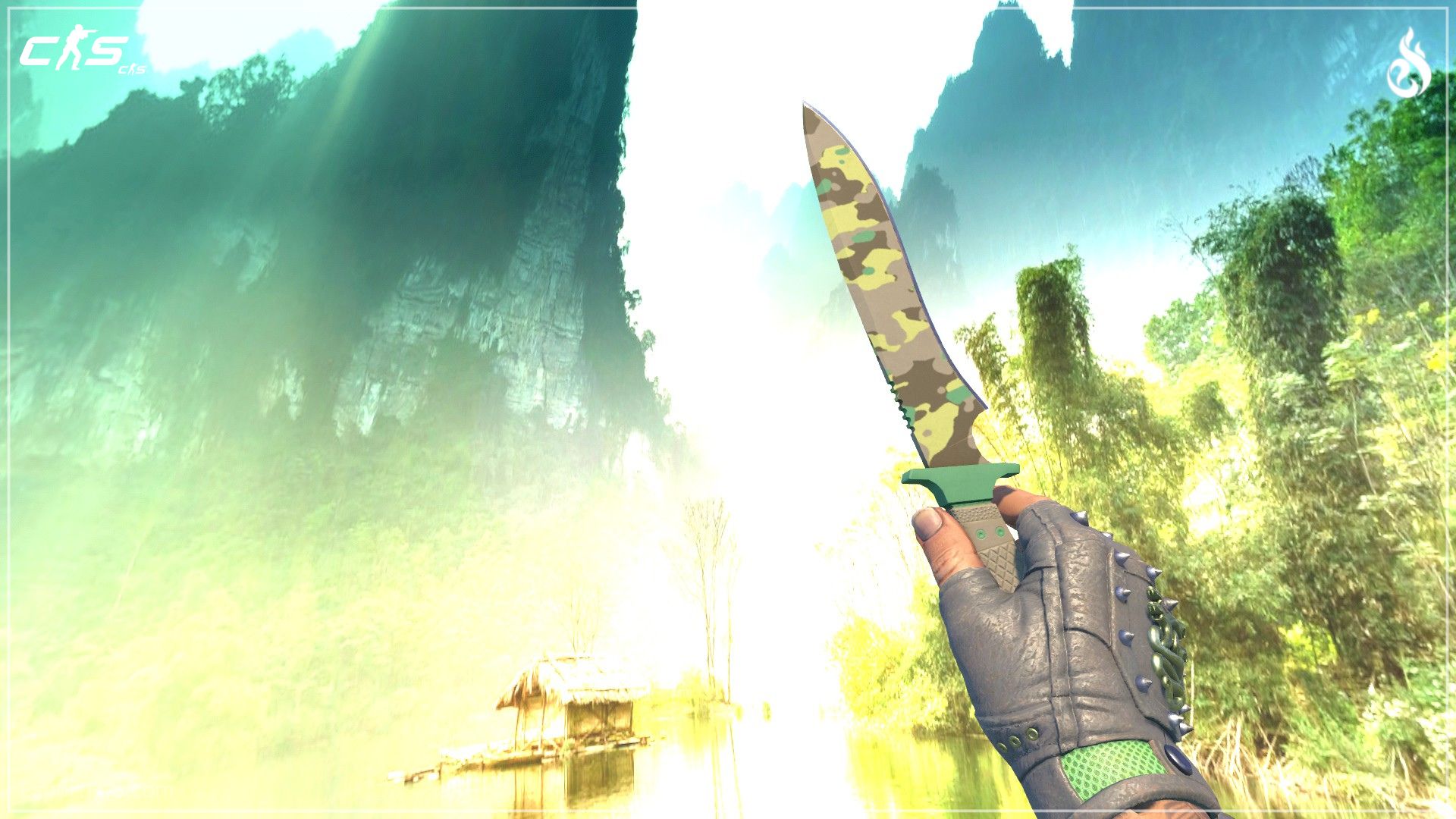 Factory New green CS2 knife and glove combo Boreal Forest Classic Knife with Emerald Hydra Gloves