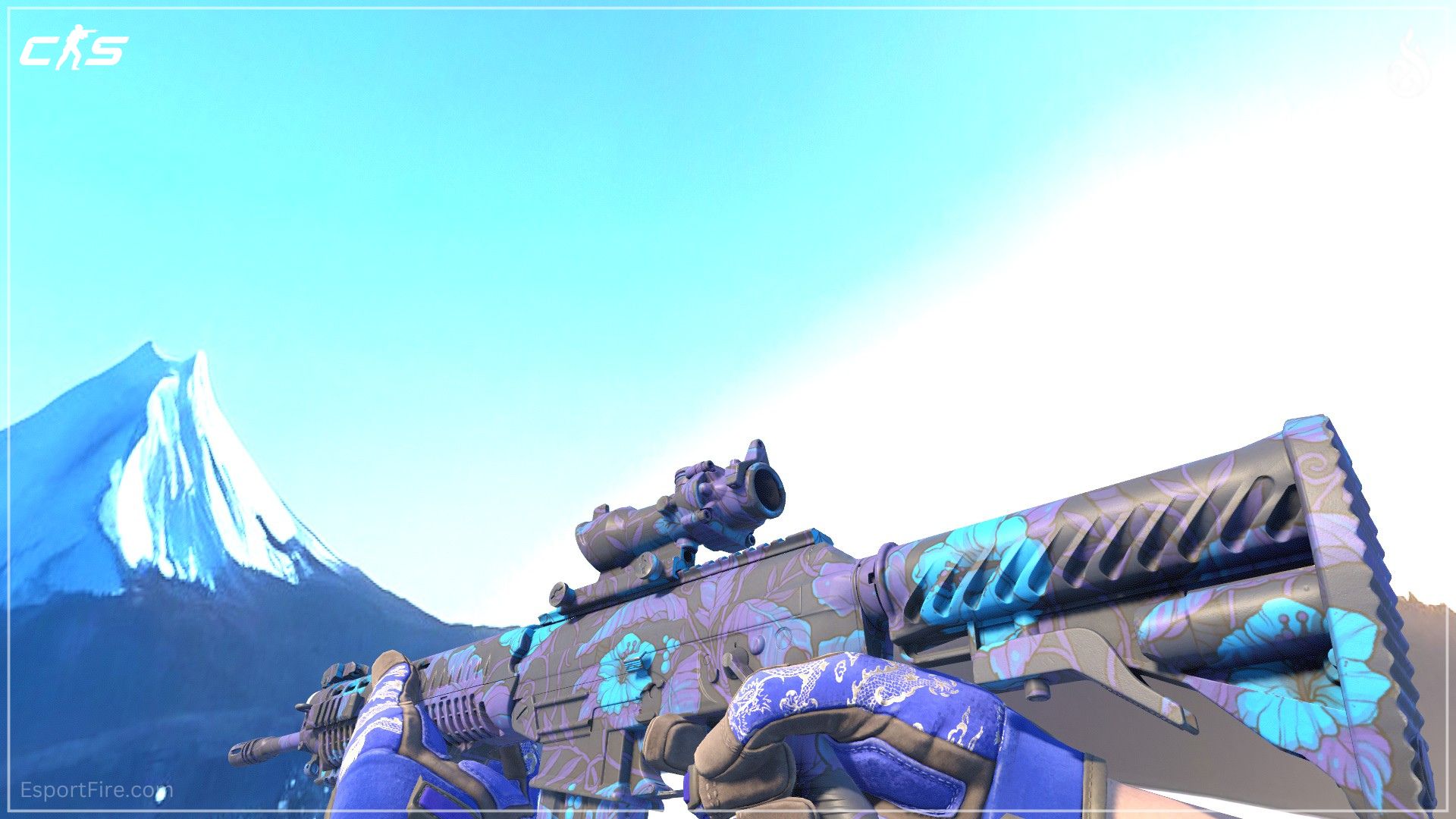 SG 553 Aloha CS2 blue loadout skin