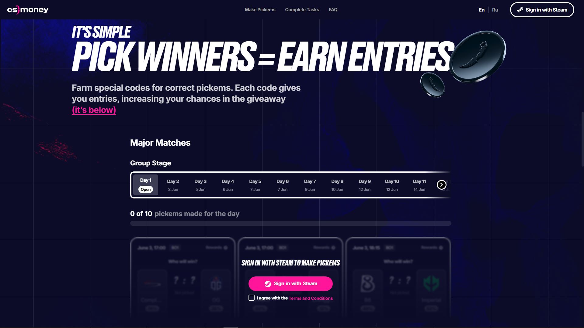 CSMONEY Austin Major PickEm Challenge
